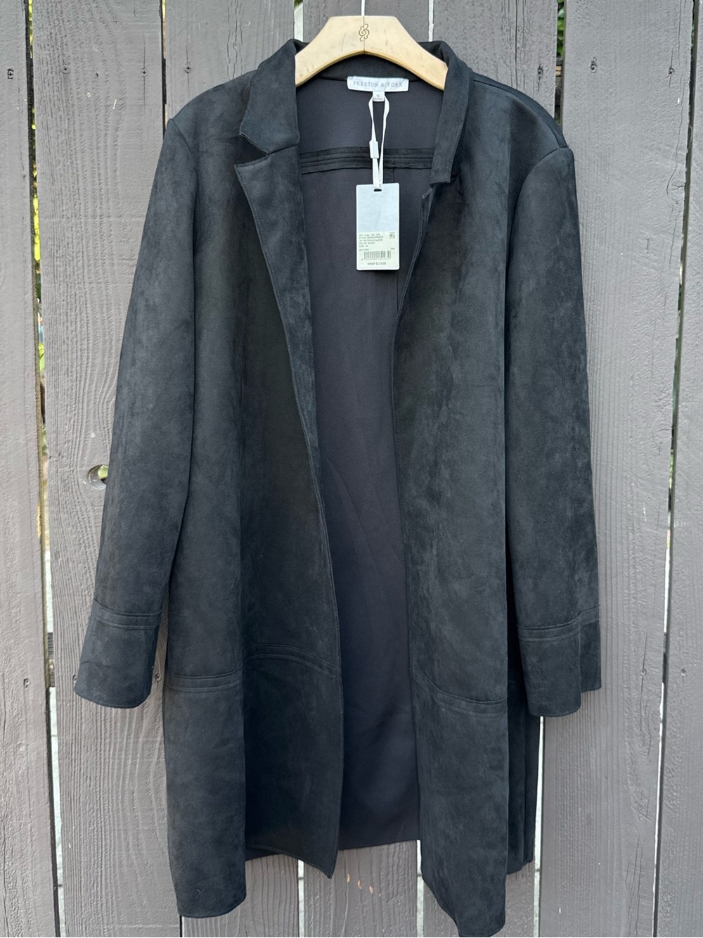 Preston & York Natalia Faux Suede Duster  Jacket Size 16 Black